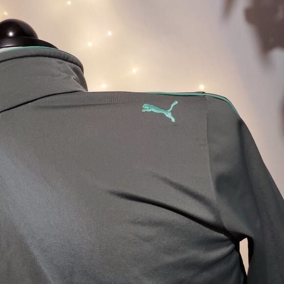 Puma Mock Neck Full Zip Track Jacket Women's Size S Gray/White Retro Activewear - Picture 8 of 13